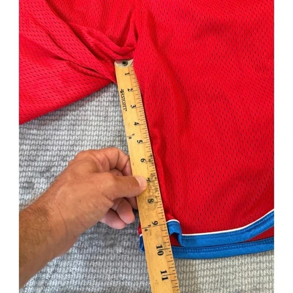 Delf Mens Mesh Basketball Shorts Red Blue Number 3 Athletic 2XL NWT 36X10